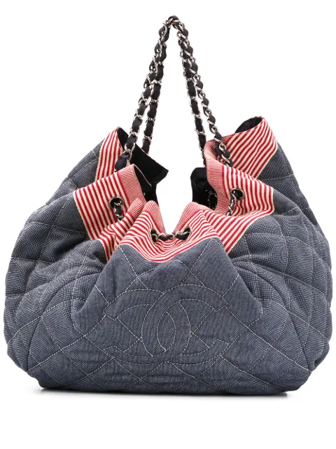 CHANEL Pre-Owned 2008-2009 CC diamond-quilted tote bag Blue CHN4800