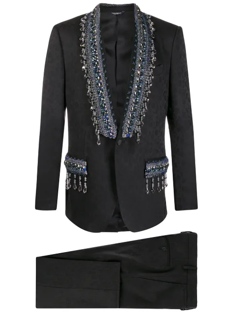 Dolce & Gabbana Martini-Fit floral jacquard suit Black GKZ9MZFJBAB