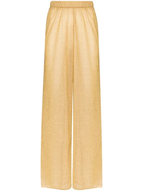 Oséree Lumière metallic wide leg trousers Gold LPF202LUREX