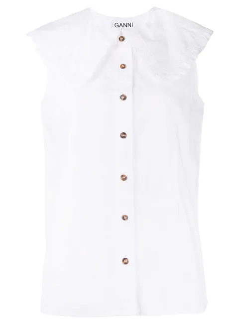 GANNI ruffled buttoned top White F4715