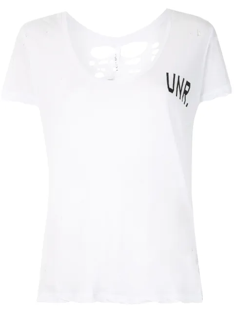 UNRAVEL PROJECT distressed UNR print T-shirt White UWAA001R20JER0030110