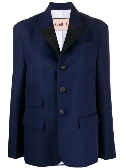 Plan C flap pocket blazer Blue GICAA55BFGTP029