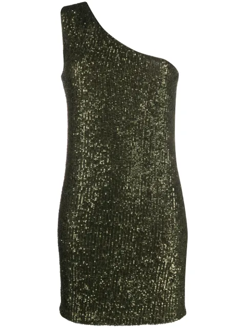 LIU JO sequin one shoulder dress Green WA0101J5813