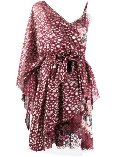 Faith Connexion one shoulder metallic-embellished dress Red W1640T00534