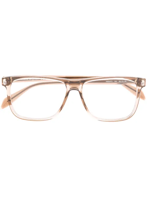 Alexander McQueen Eyewear rectangular frame glasses Brown AM0247O