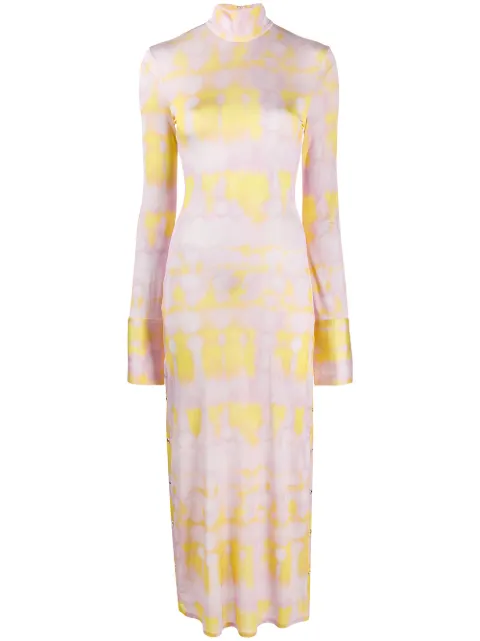 Ellery tie-dye print side buttoned dress Pink 1011575J046
