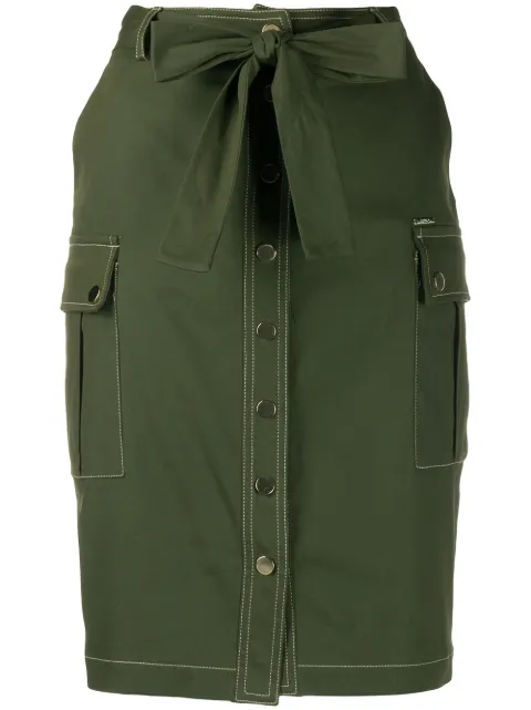 LIU JO buttoned straight skirt Green WA0218T9486
