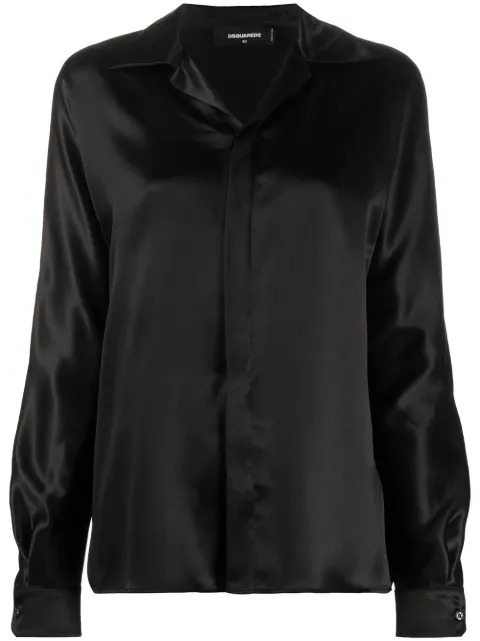 DSQUARED2 open collar silk shirt Black S75DL0702S52654