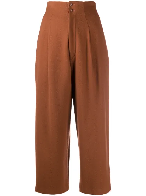 Yohji Yamamoto Pre-Owned 1980s high-rise cropped trousers Brown YY187A