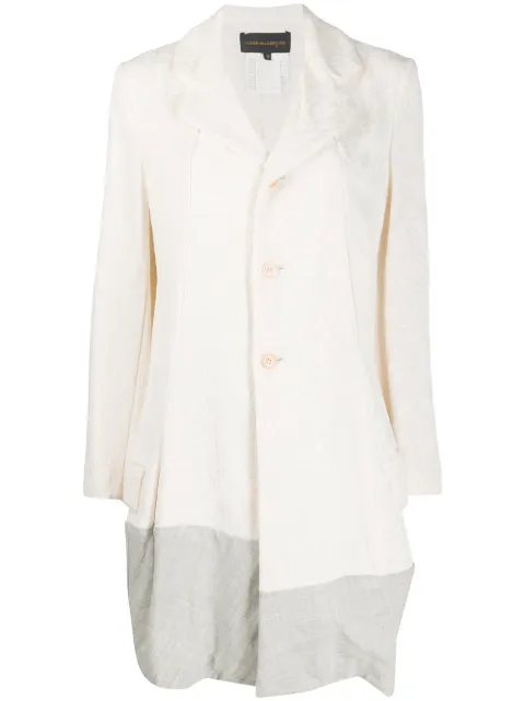 Comme Des Garçons Pre-Owned 1993 patchwork panel jacquard coat Neutrals CDG598A