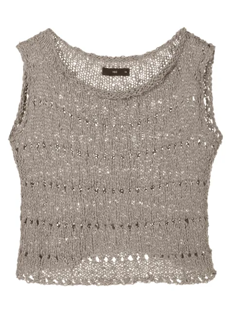 VOZ open knit crop top Grey 30314132