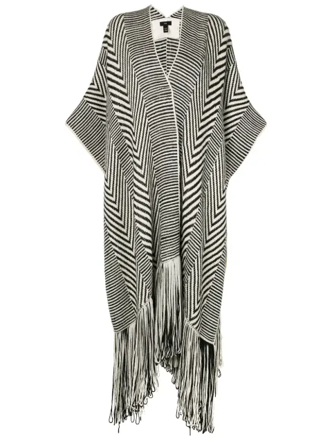 VOZ chevron fringed knitted duster White 27842707143