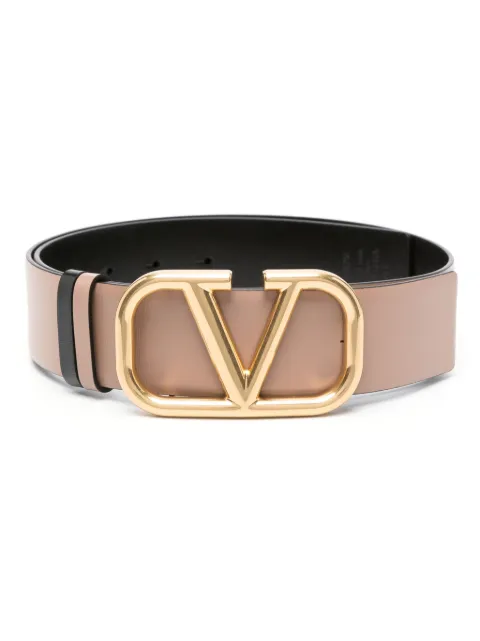 Valentino Garavani reversible VLogo signature belt in glossy calfskin 40 mm Neutrals 1W2T0S11ZFRLC8
