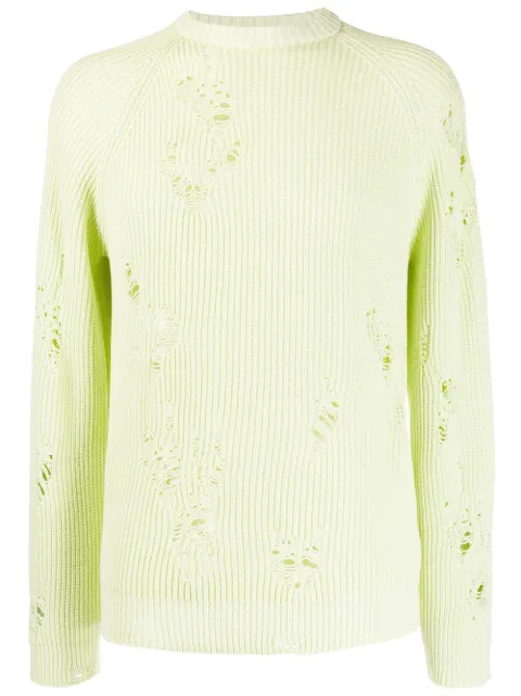 Laneus distressed knit jumper Yellow MGU559