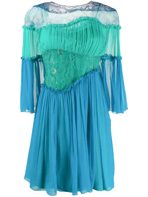 Alberta Ferretti ruffle-trimmed panelled dress Blue 54141614