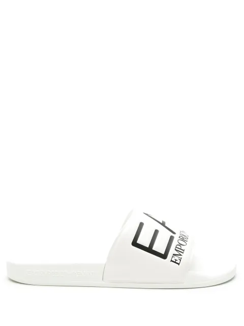 Ea7 Emporio Armani logo-embossed faux-leather slides White XCP001XCC22