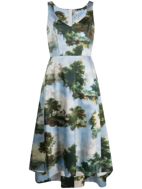 Comme Des Garçons landscape print A-line dress Blue GEO012