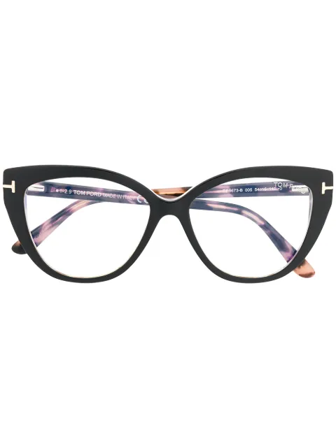 TOM FORD Eyewear tortoiseshell-backed cat-eye glasses Black FT5673B