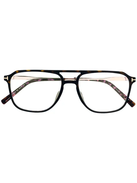 TOM FORD Eyewear tortoiseshell pilot-frame glasses Brown FT5665B