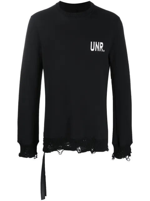 UNRAVEL PROJECT logo-print distressed sweatshirt Black UMBA026S20FLE003