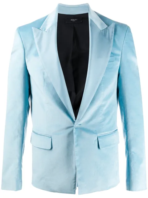 AMIRI metallic deep V-neck blazer jacket Blue Y0M12174VE