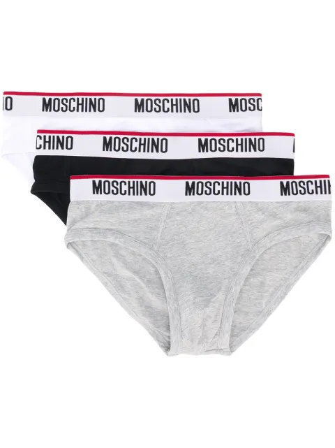 Moschino logo waistband briefs (set of three) Grey A13934300