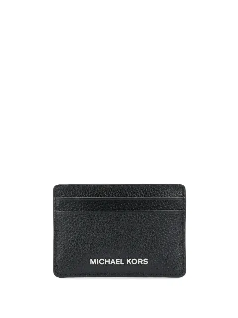 Michael Kors logo embossed grained leather cardholder Black 34H9SJ6D1L0