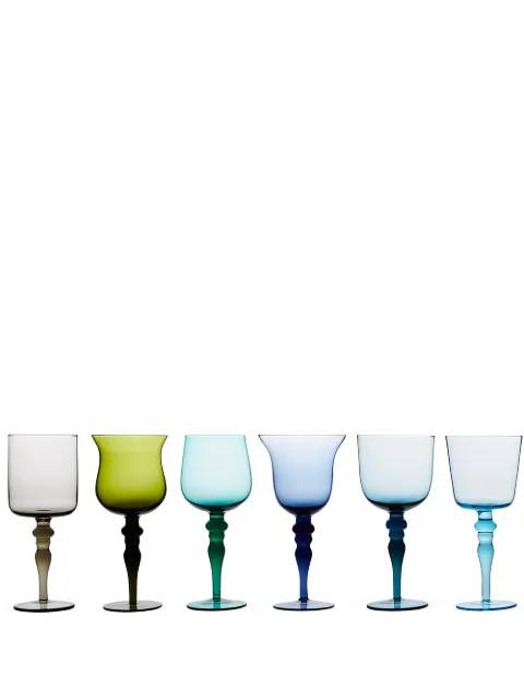 Bitossi Home sculpted stem wine glasses (set of six) Green MCV01501