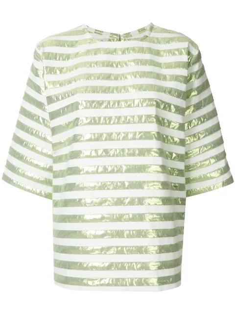 Bambah short-sleeved striped square top Green SS20BMSS20033