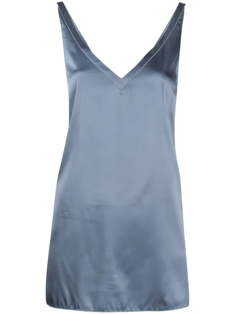 Brunello Cucinelli metallic sleeveless blouse Blue EZUCOBB946C6465