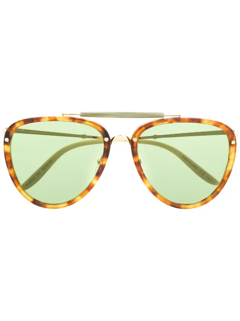 Gucci Eyewear tortoiseshell-effect pilot sunglasses Neutrals GG0672S003