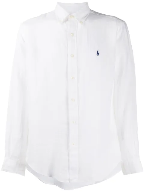 Polo Ralph Lauren linen logo embroidered shirt White 710794141005