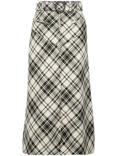 Ellery check belted A-line skirt Black 40056821143