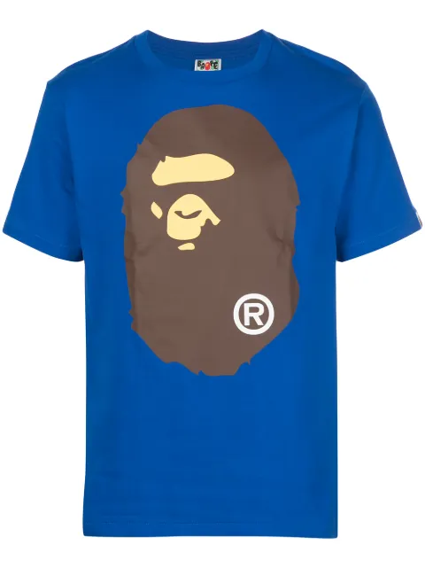 A BATHING APE® logo print T-shirt Blue M110002DBLX