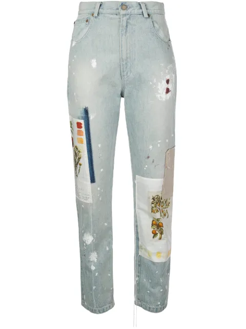 Monse Batnical patchwork straight-leg jeans Blue MS200717DNM