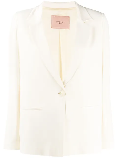 TWINSET V-neck cropped sleeve blazer Neutrals 201TP2430