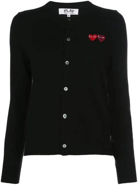 Comme Des Garçons Play double heart-patch knit cardigan Black P1N057