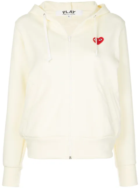 Comme Des Garçons Play heart-patch zip-up hoodie White P1T171