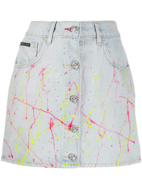 Philipp Plein hot n' cold denim skirt Blue S20CWDV0095PDE004N