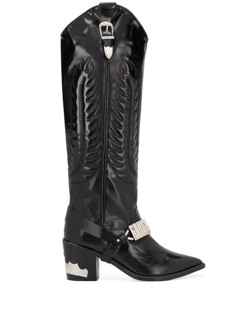 Toga Pulla knee length cowboy boots Black FTGPWJ72109005