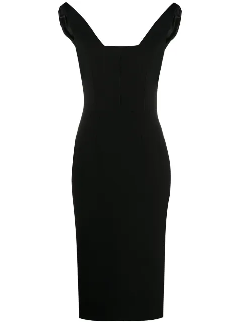 Dolce & Gabbana sleeveless wool midi dress Black F6H6ETFU2TZ