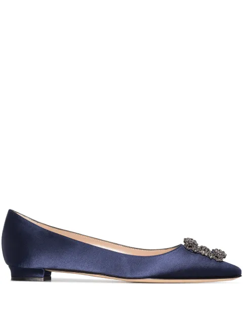 Manolo Blahnik Hangisi appliqué flat pumps Blue 9XX0348