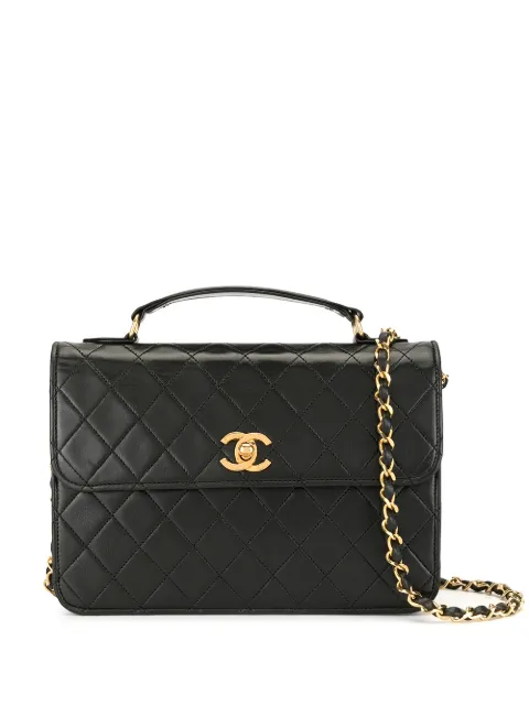 CHANEL Pre-Owned 1990s CC diamond-quilted 2way bag Black 0511922