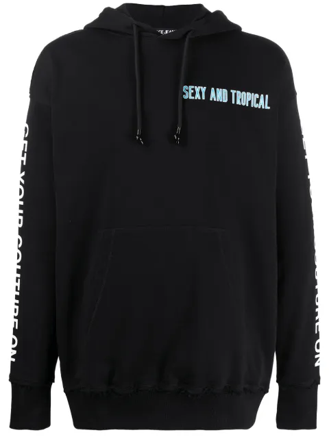 Versace Jeans Couture slogan drawstring hoodie Black B7GVA7VO30333