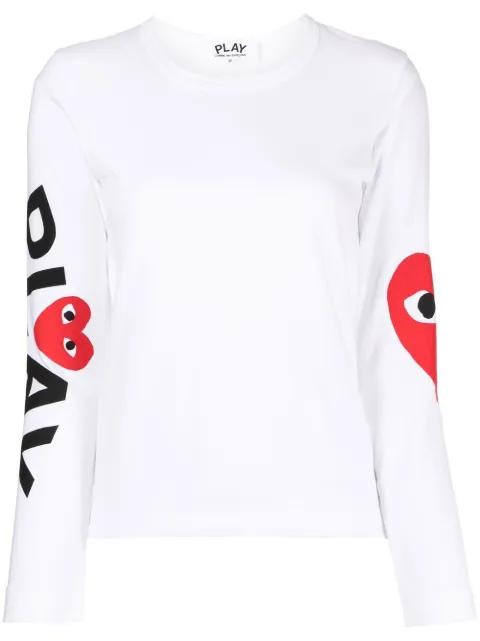 Comme Des Garçons Play logo-print crew neck top White P1T257