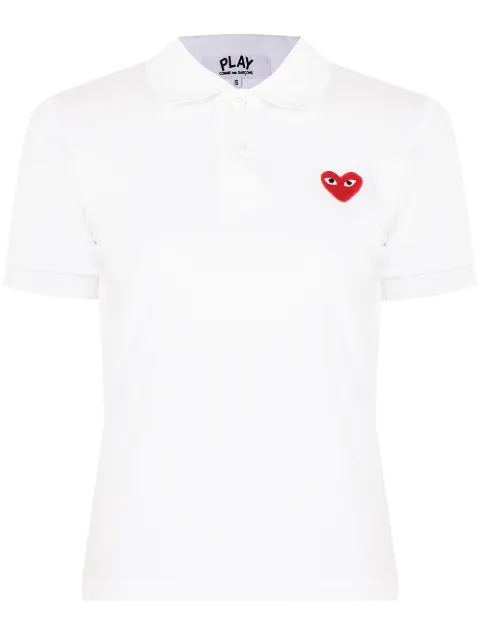 Comme Des Garçons Play Heart logo-patch polo shirt White P1T005
