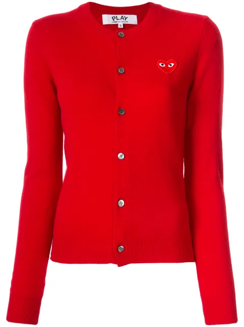 Comme Des Garçons Play logo embroidered buttoned cardigan Red P1N007