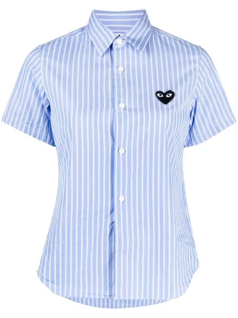 Comme Des Garçons Play striped-print short-sleeved shirt Blue P1B021