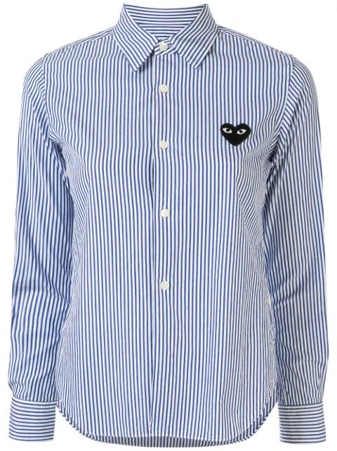 Comme Des Garçons Play striped-print branded shirt Blue P1B017