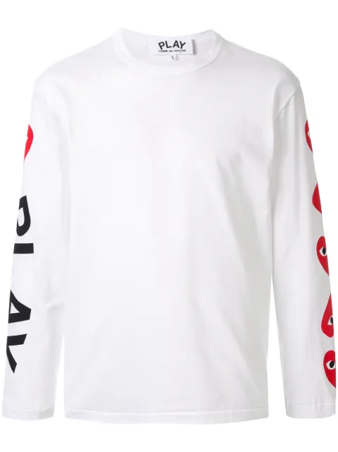 Comme Des Garçons Play almond-eye long-sleeved T-shirt White P1T262